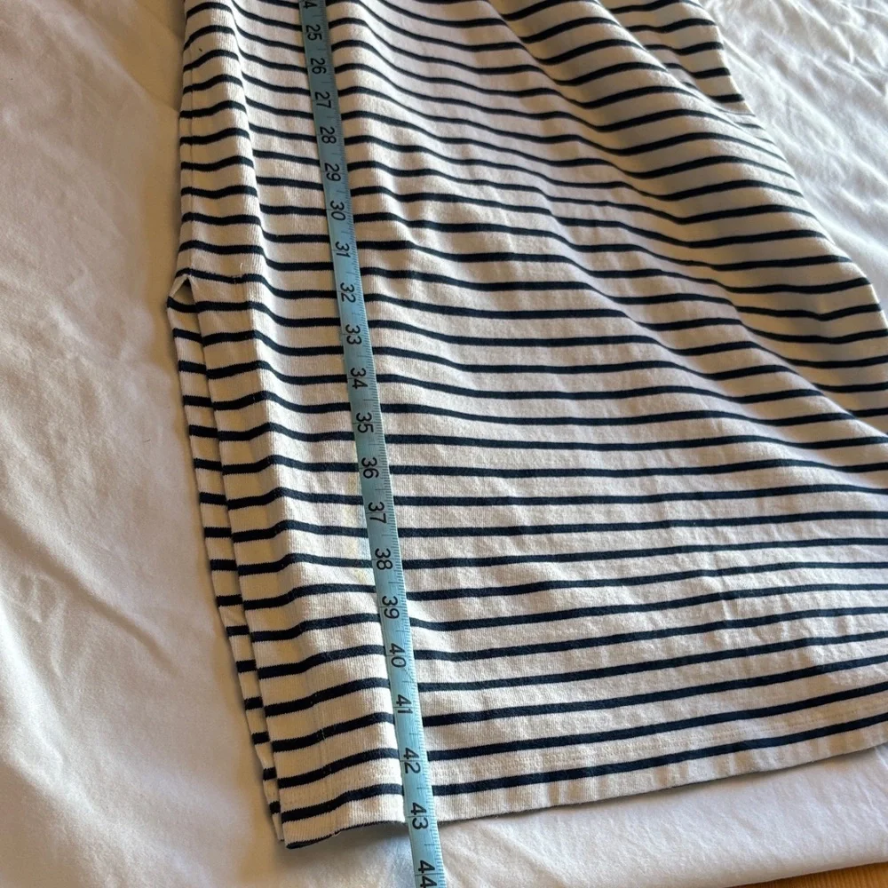 Rails Women's Nautical Striped Midi Dress Square Neck 100% Cotton Navy White  L
